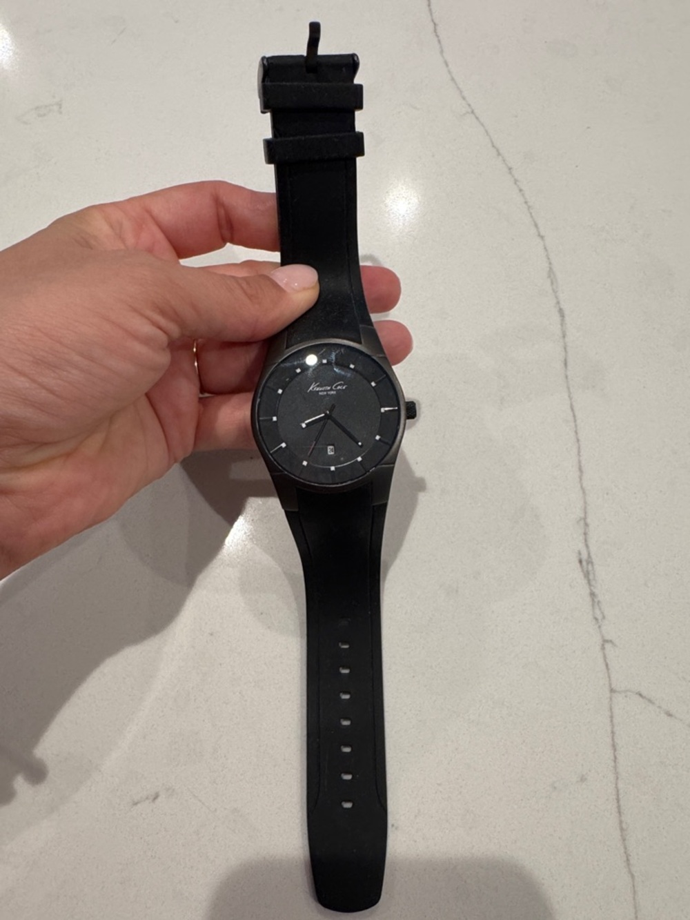 Kenneth Cole Black Minimalist Silicone Strap Watch